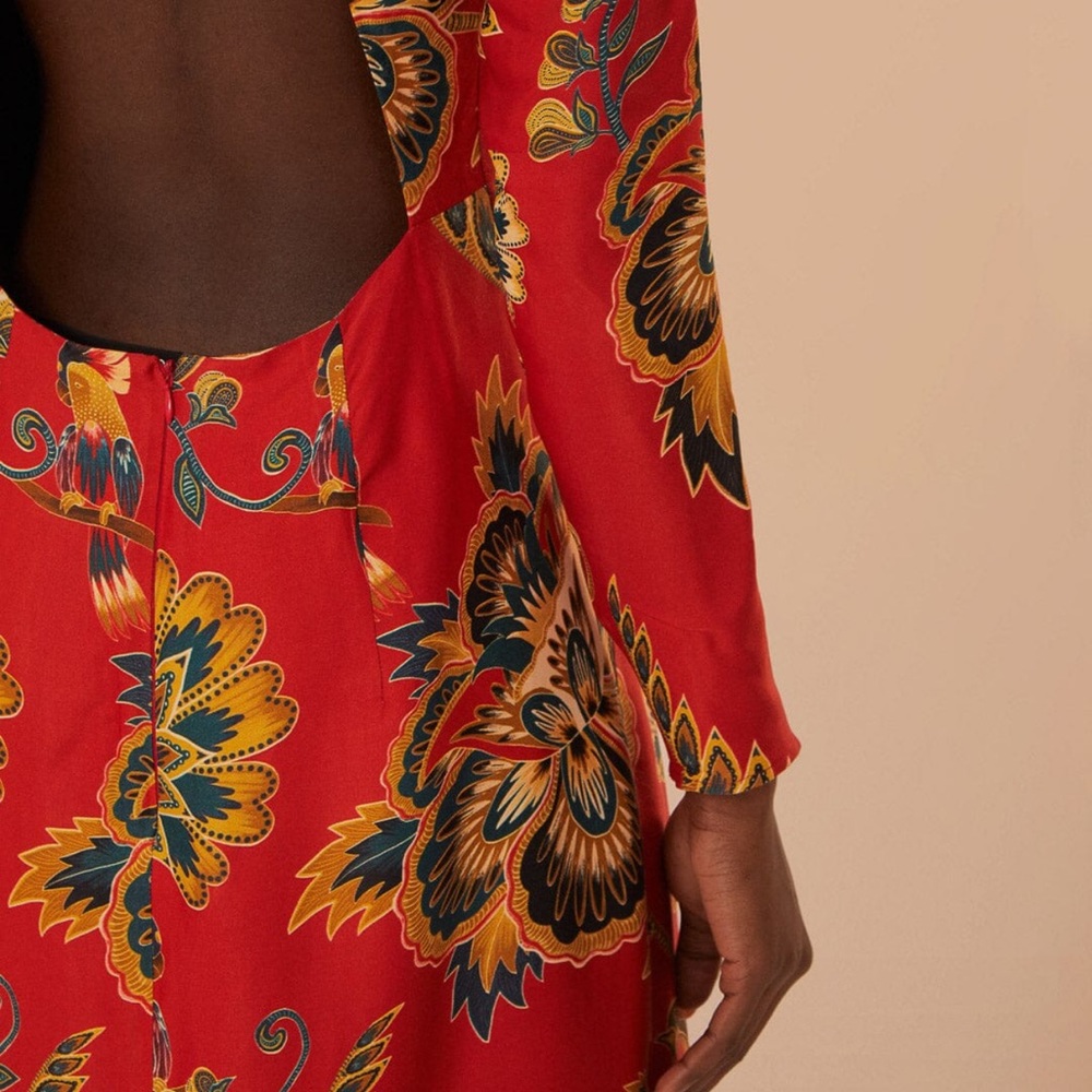 FARM Rio Red Maxi Floral Cutout LENZING™ ECOVERO™ Viscose Half lined Midi Dress - Picture 5 of 13